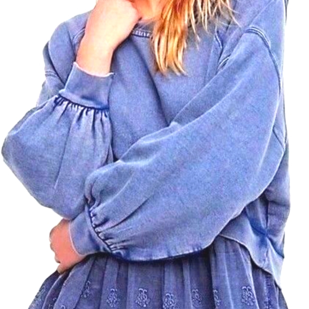 Free people sweet street embroided hoodie pullover sz Xs oversized fit till M